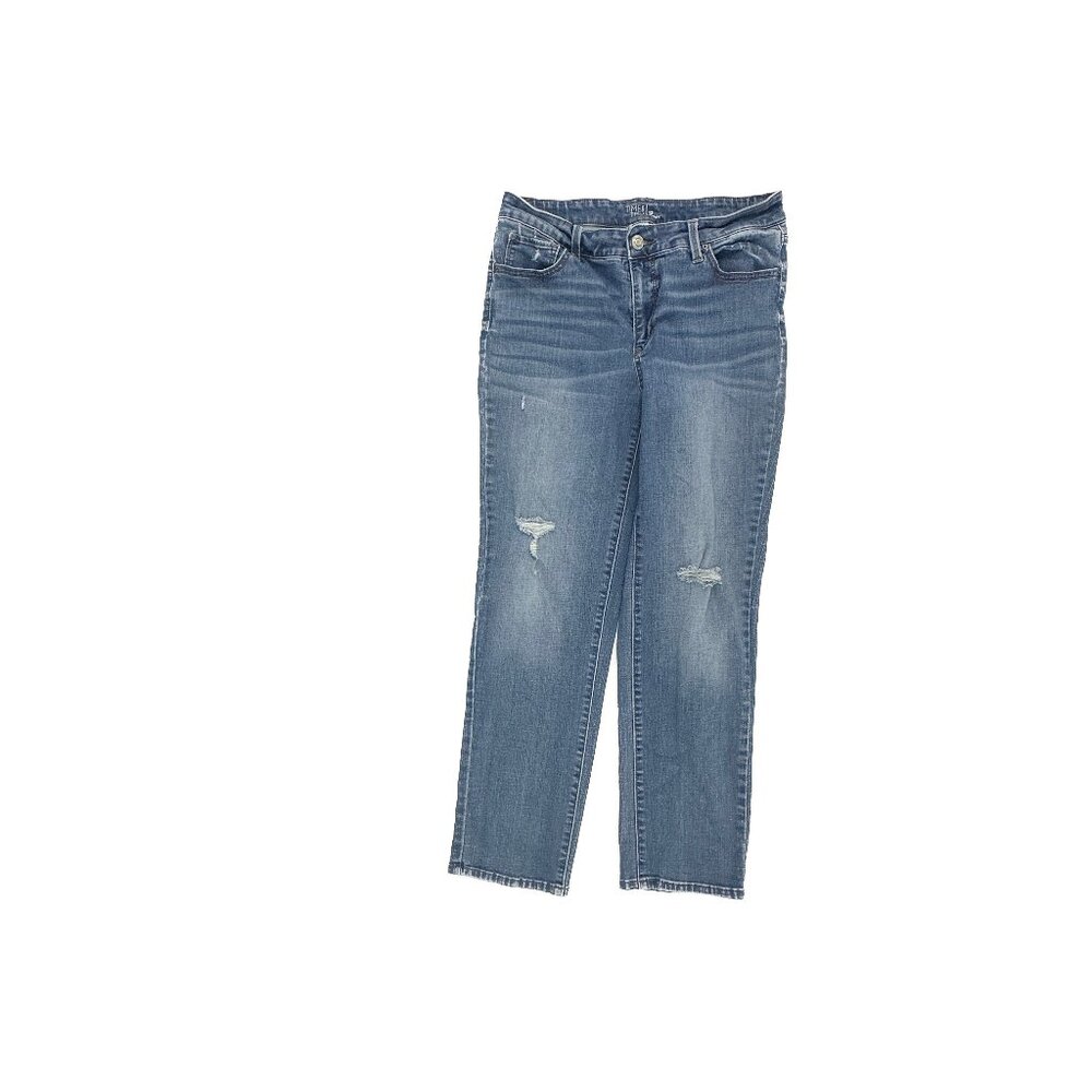 Time And tru Straight Distressed Women's size‎ 12 Medium Wash Blue Denim jeans